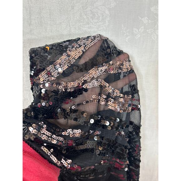 Full Sequin Mini Dress Black Silver Mesh Disco Sleeveless Sheer Unlined Bodycon - Picture 8 of 8